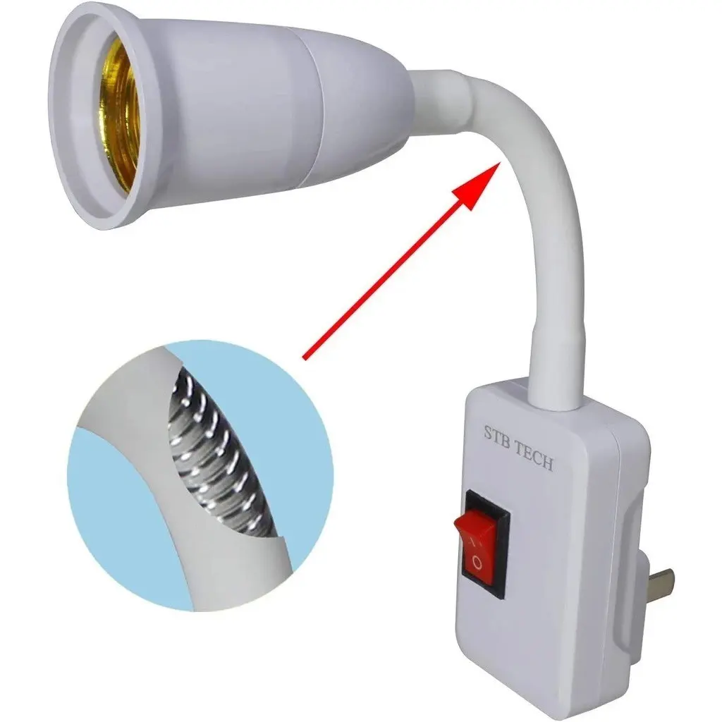 Tomada De Lâmpada E27 110-220V Extensor De Soquete Doméstico Com Interruptor Dois Plugues