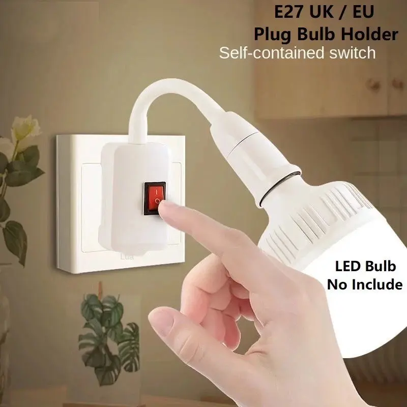 Tomada De Lâmpada E27 110-220V Extensor De Soquete Doméstico Com Interruptor Dois Plugues