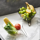 Tigela Filtrante Transparente - Separação Seco/Úmido, Portátil para Limpeza de Frutas