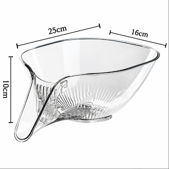 Tigela Filtrante Transparente - Separação Seco/Úmido, Portátil para Limpeza de Frutas