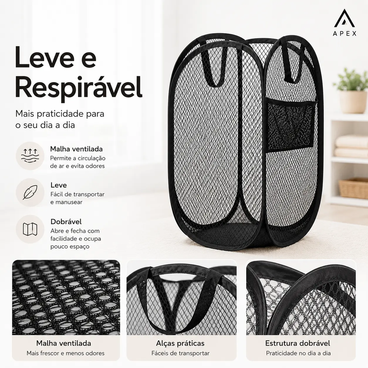 Cesto De Roupa Dobrável Organizador De Brinquedos Lavanderia Caixa Tela Pop-Up IZUSHOP