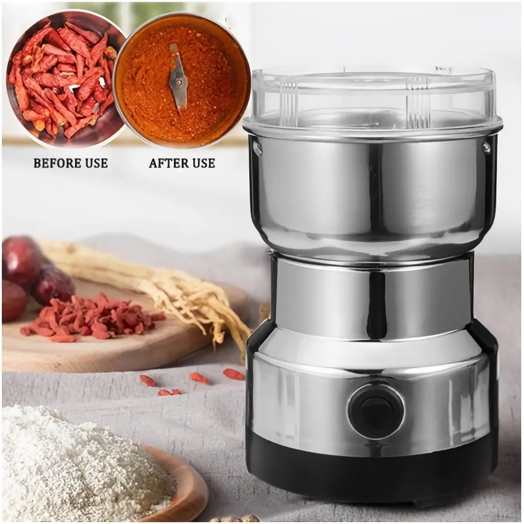 [Liquidação]Moedor Elétrico Inox Multifuncional 4 Lâminas para Café Grãos Sementes Temperos Especiarias 110V/220V