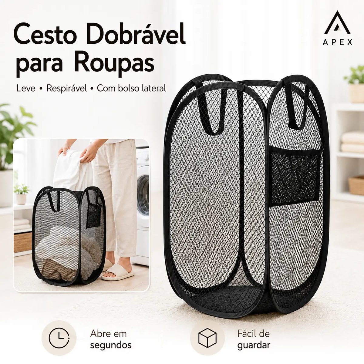 Cesto De Roupa Dobrável Organizador De Brinquedos Lavanderia Caixa Tela Pop-Up IZUSHOP