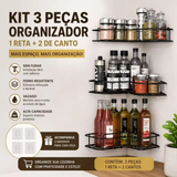 Prateleira de Canto Sem Furo Metal Preto Organizador Banheiro Cozinha Parede Adesiva