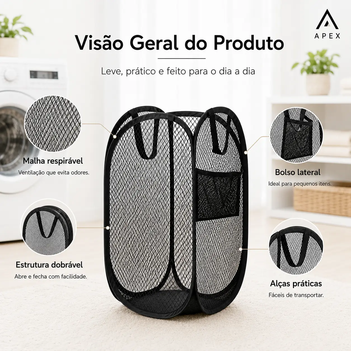 Cesto De Roupa Dobrável Organizador De Brinquedos Lavanderia Caixa Tela Pop-Up IZUSHOP
