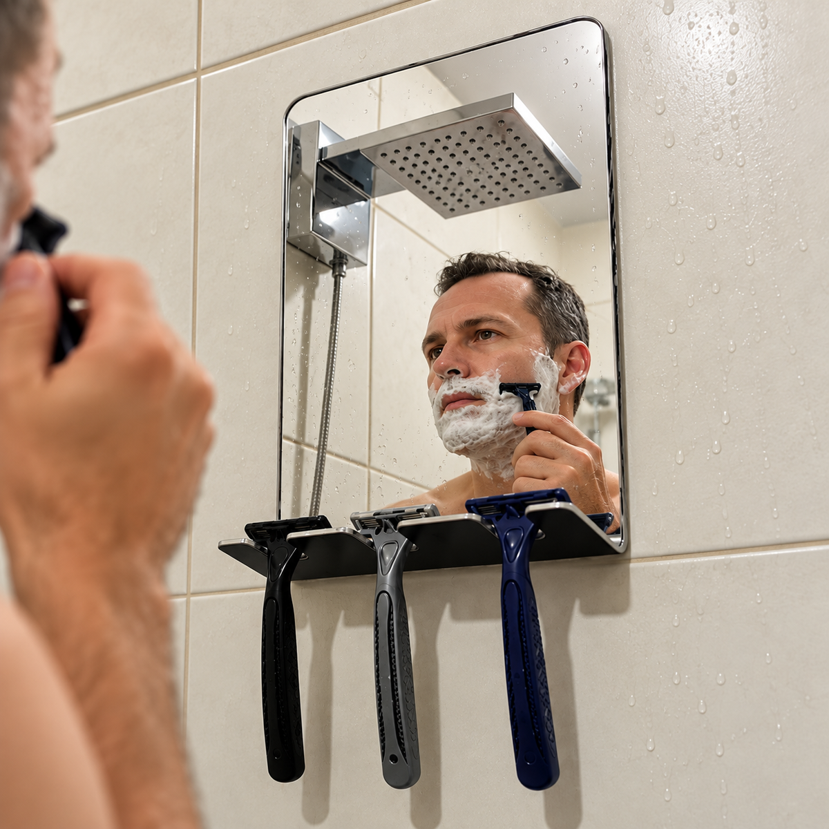 Espelho de Banheiro para Barbear/Depilar com Suporte em Acrilico Espelhado 2mm Anti-Embaçante