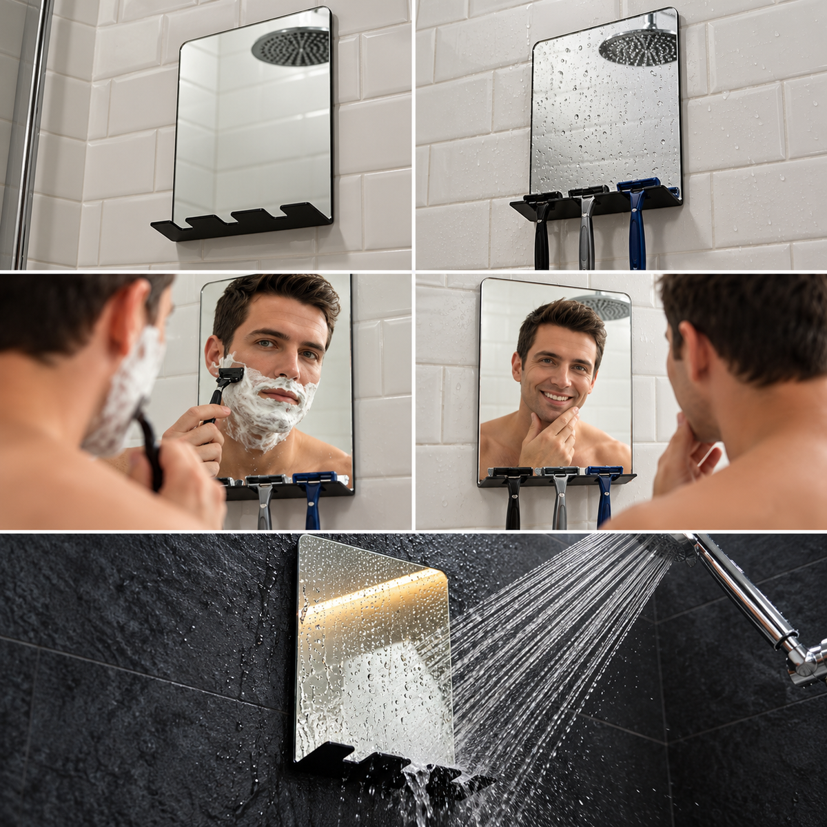 Espelho de Banheiro para Barbear/Depilar com Suporte em Acrilico Espelhado 2mm Anti-Embaçante