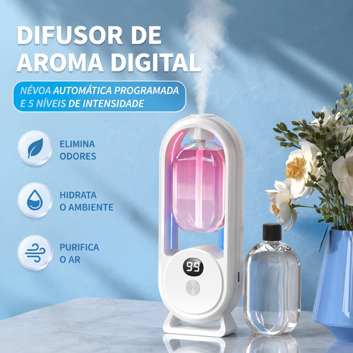 Difusor Automático de Aroma com Luz Noturna, Display Digital, para Uso Doméstico IZUAROMA