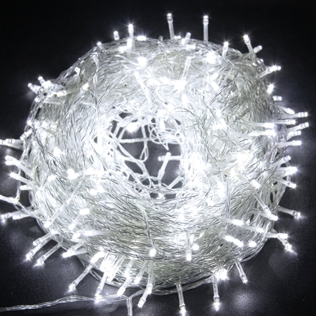 Cordão de Luz Natal Pisca Pisca 100 Led 9m 8 Funções Fio Transparente IZUSHOP