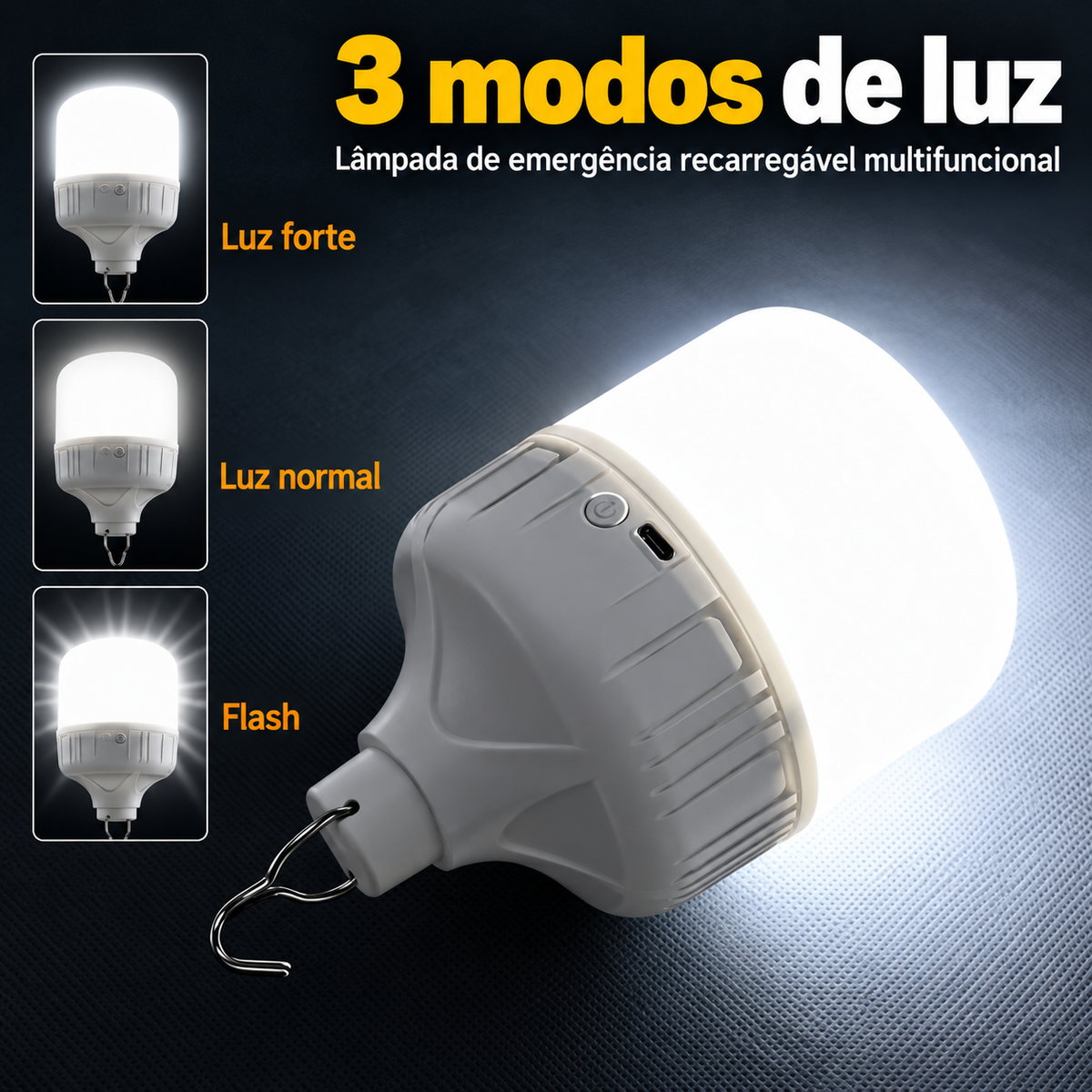 [KIT 2] Luz de Emergência Recarregável – Impermeável, para Feiras Noturnas