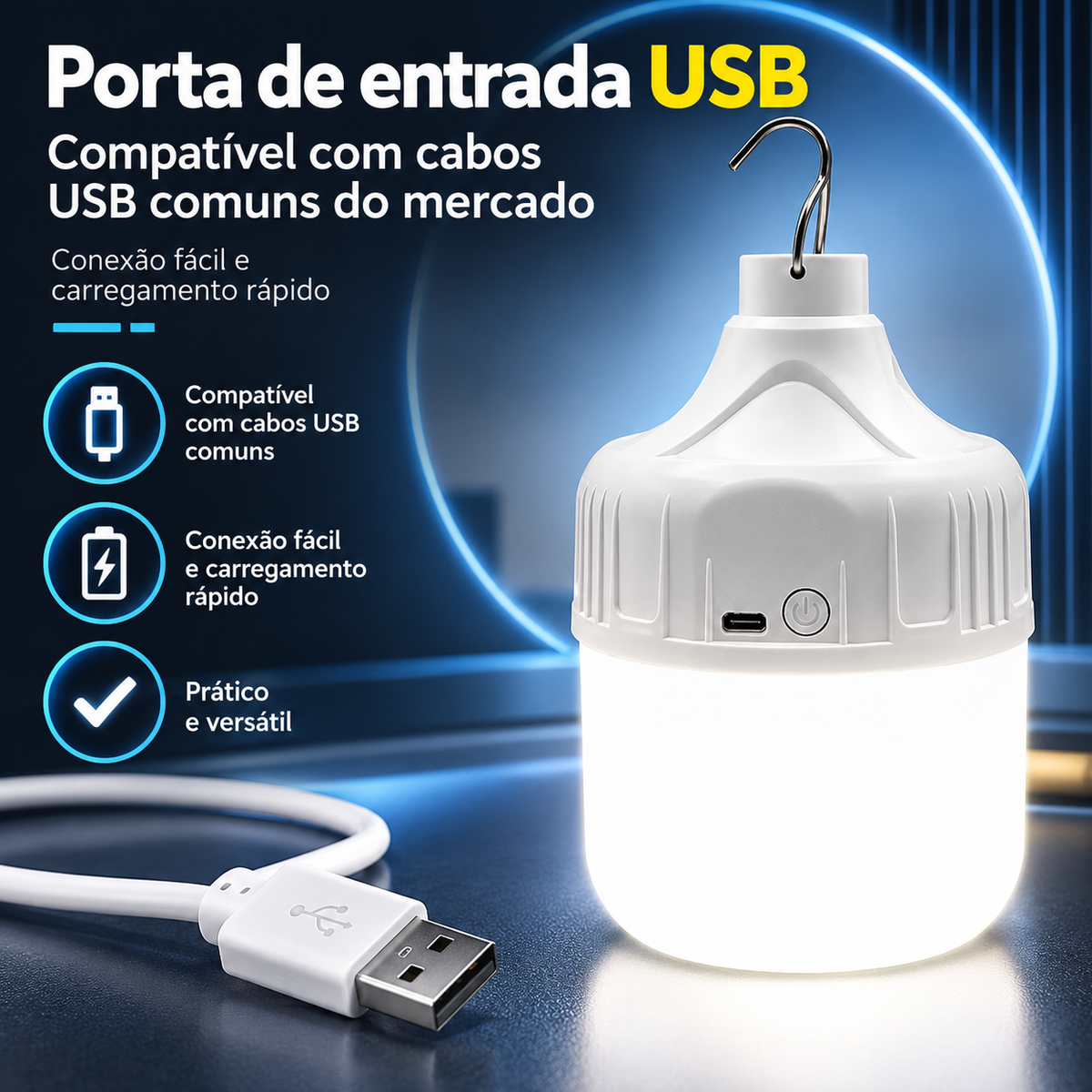 [KIT 2] Luz de Emergência Recarregável – Impermeável, para Feiras Noturnas