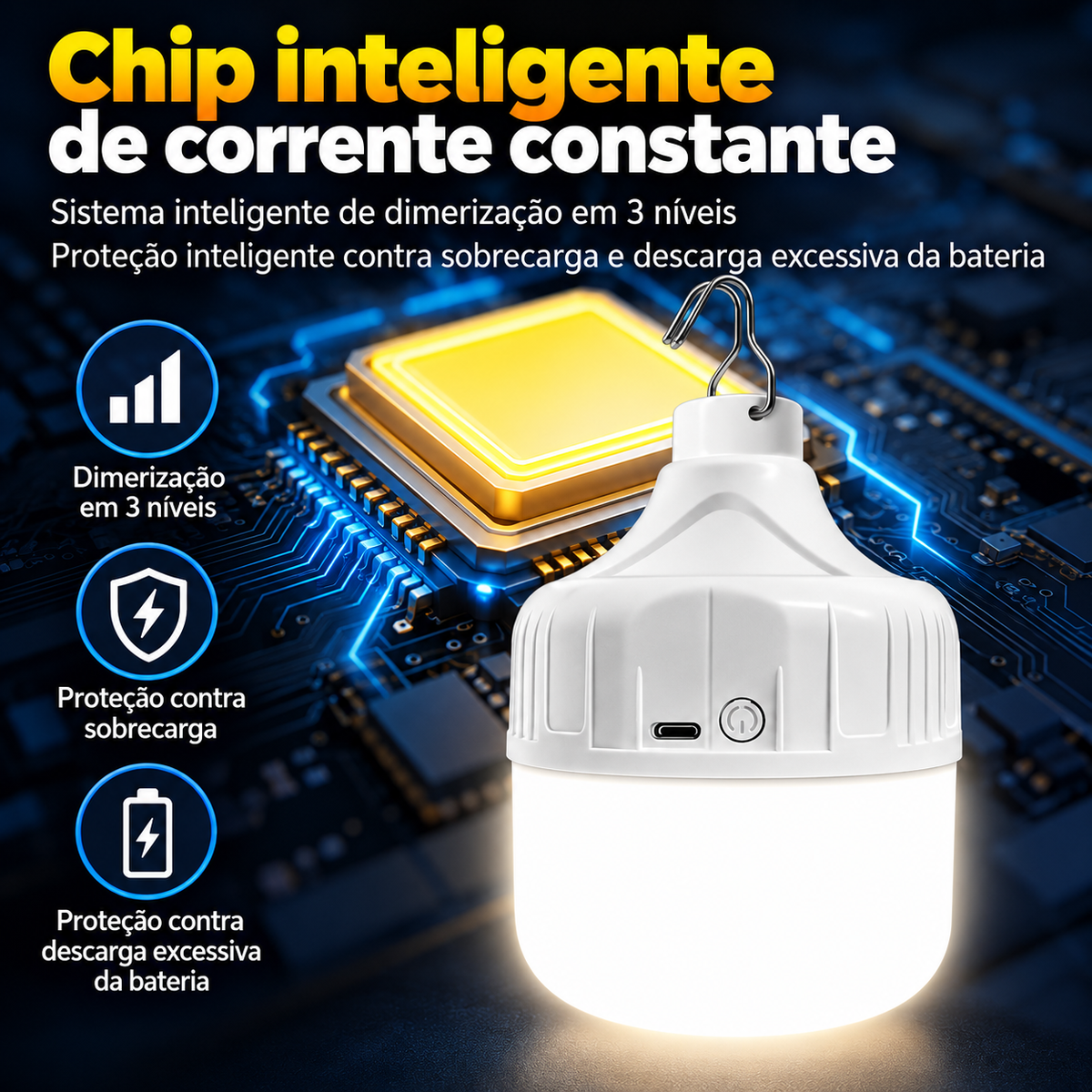 [KIT 2] Luz de Emergência Recarregável – Impermeável, para Feiras Noturnas