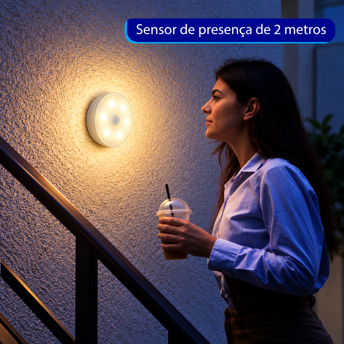 Luz Lâmpada com Sensor de Presença Luminária LED Sem fio Recarregável