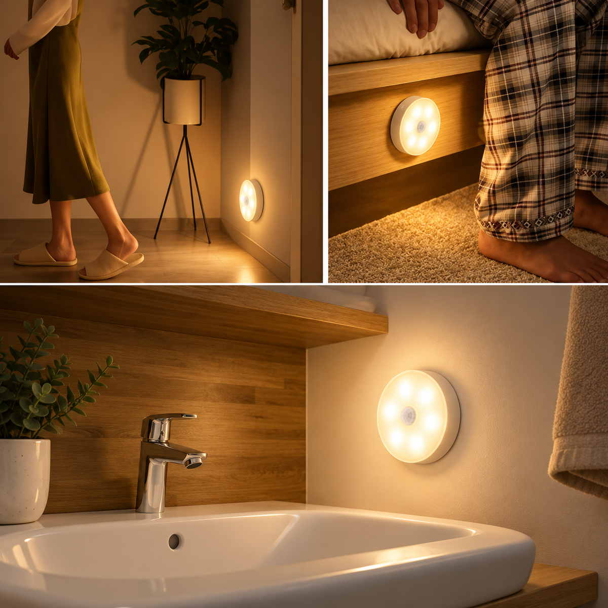 Luz Lâmpada com Sensor de Presença Luminária LED Sem fio Recarregável