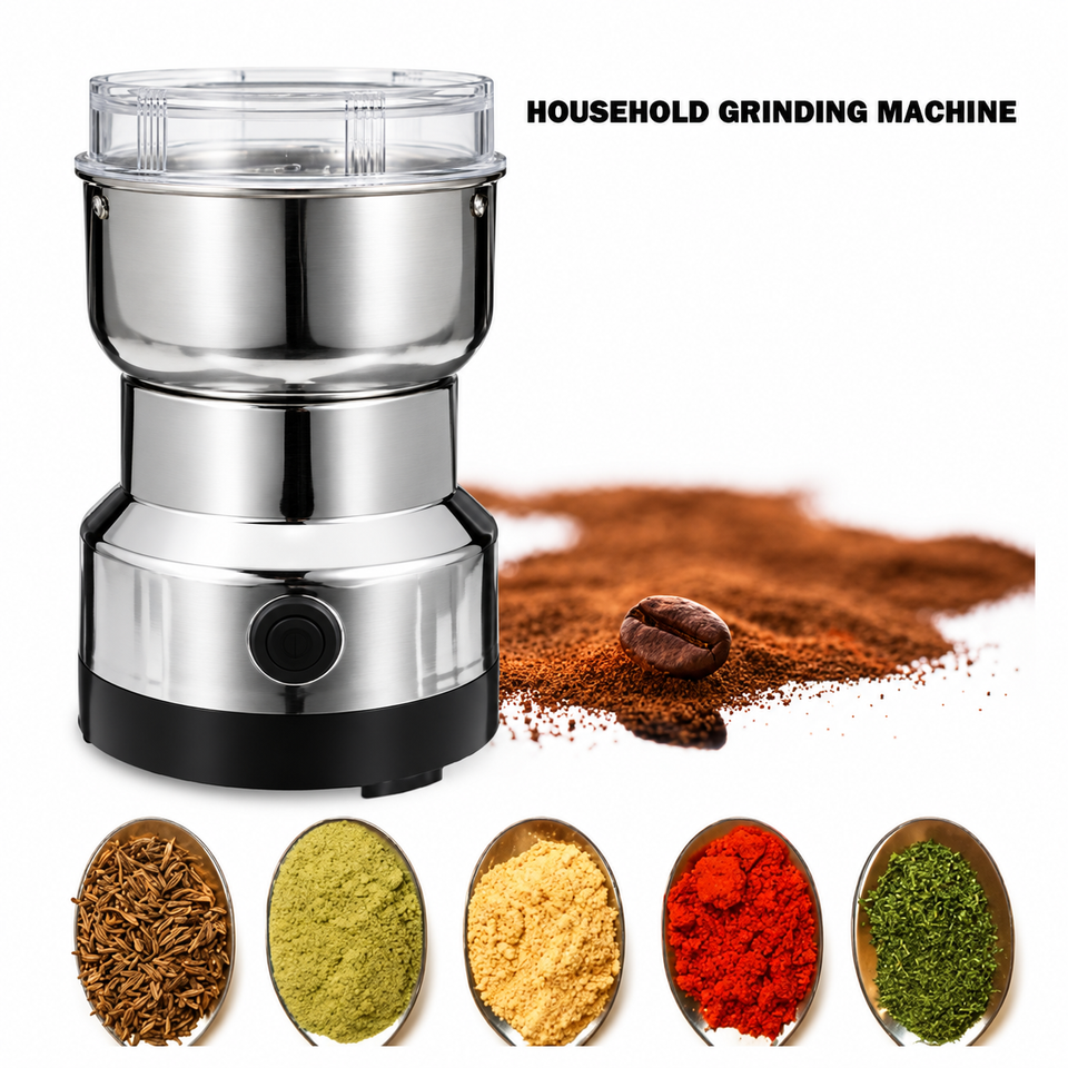 [Liquidação]Moedor Elétrico Inox Multifuncional 4 Lâminas para Café Grãos Sementes Temperos Especiarias 110V/220V