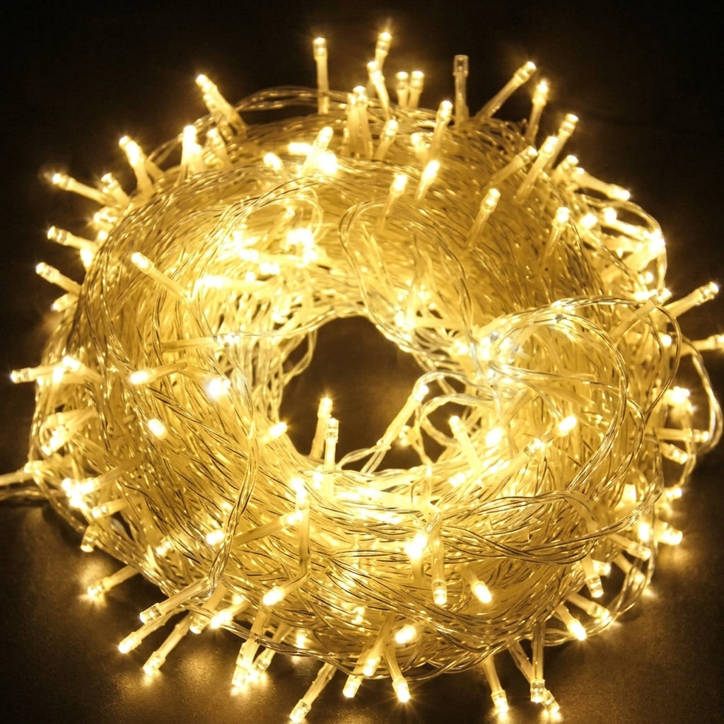 Cordão de Luz Natal Pisca Pisca 100 Led 9m 8 Funções Fio Transparente IZUSHOP