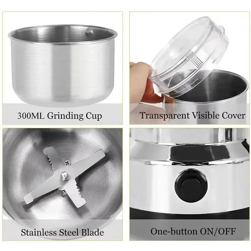 EU Kitchen Multifunctional 4 Blade Home Electric Grain Grinder Coffee Chopper Nut Bean Grinder Flavor Blender