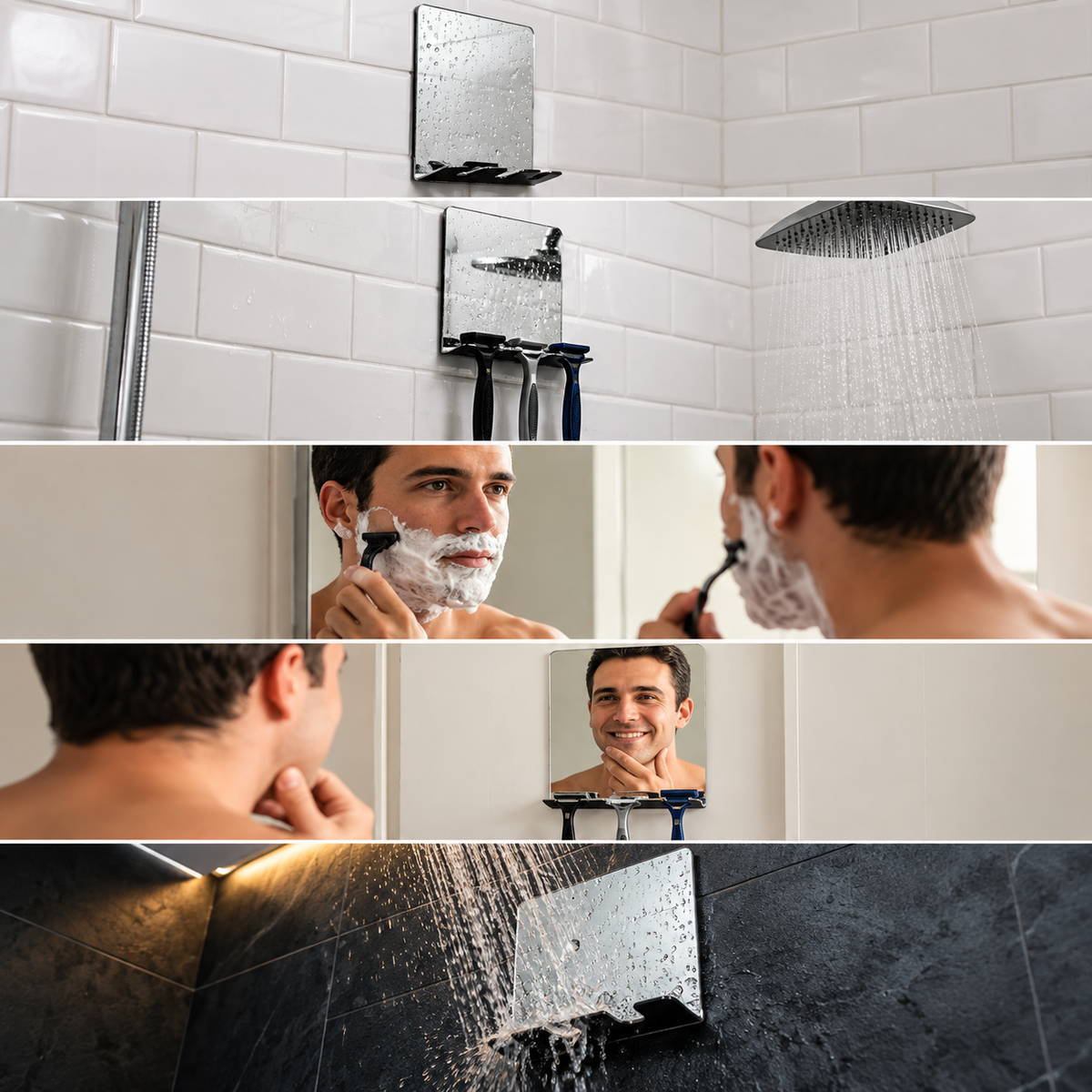Espelho de Banheiro para Barbear/Depilar com Suporte em Acrilico Espelhado 2mm Anti-Embaçante
