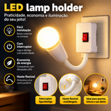 Tomada De Lâmpada E27 110-220V Extensor De Soquete Doméstico Com Interruptor Dois Plugues