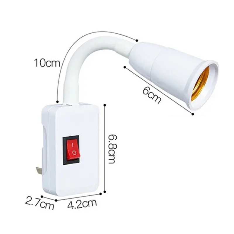 Tomada De Lâmpada E27 110-220V Extensor De Soquete Doméstico Com Interruptor Dois Plugues