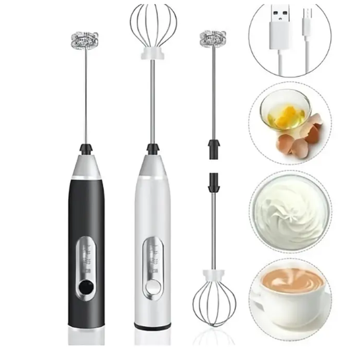 Batedor Misturador Mixer Elétrico para Bebidas Leite Café Clara de Ovo 2 em 1 taobiju